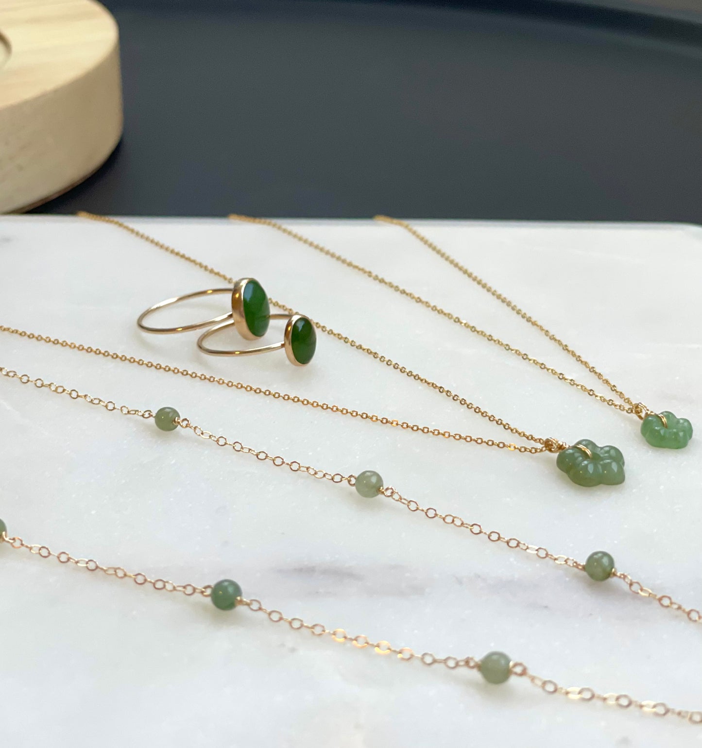 Oval Jade Ring(Small) - 14K Gold Filled, 6x8mm Oval Jade Cabochon, 1mm Gold Filled Ring