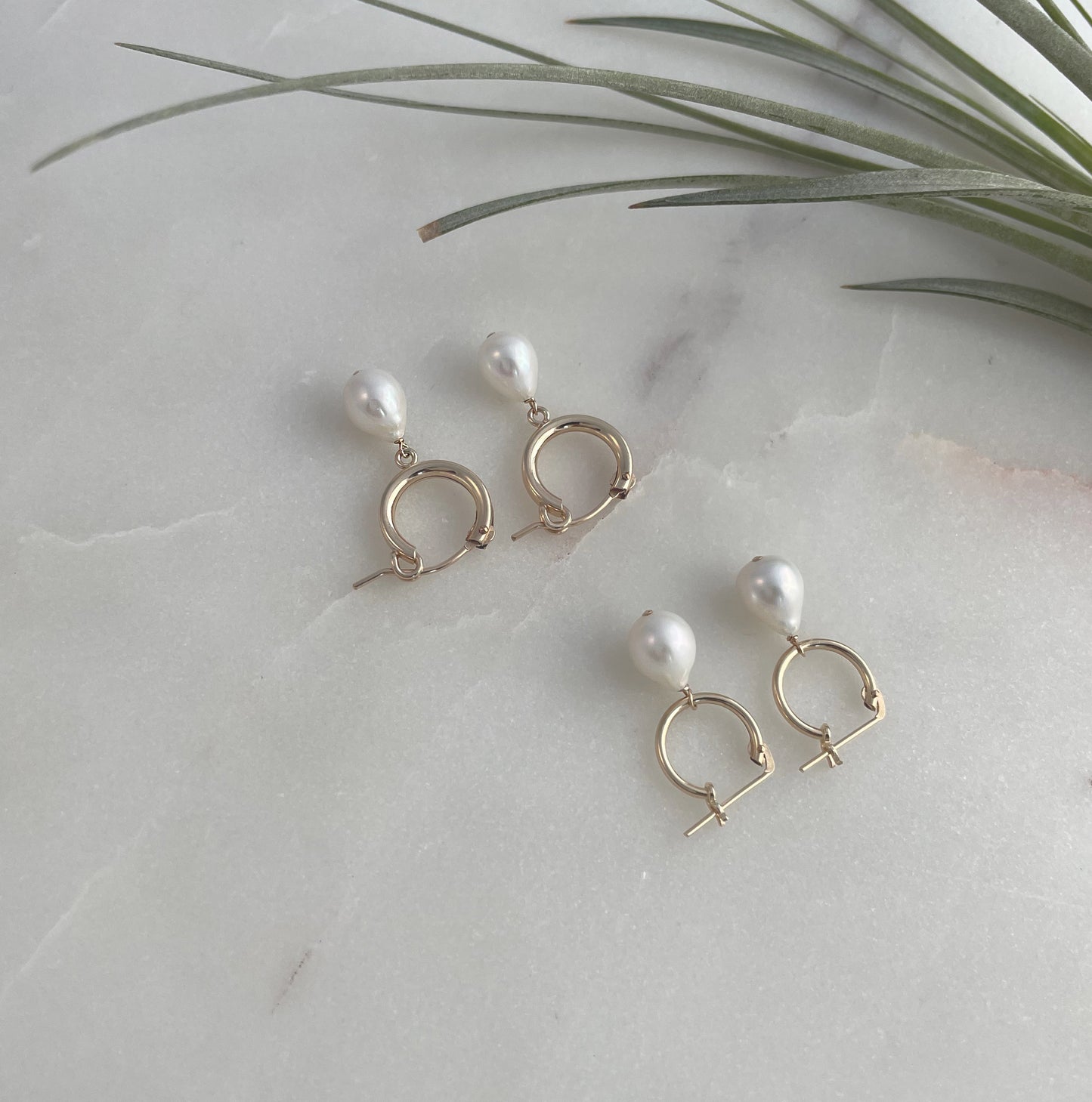 Pearl Hoop Earring(Heavy) - Mini Baroque Tear Drop Pearl with 14k Gold Filled Hoop (2mm thickness Heavy, 12mm diameter)