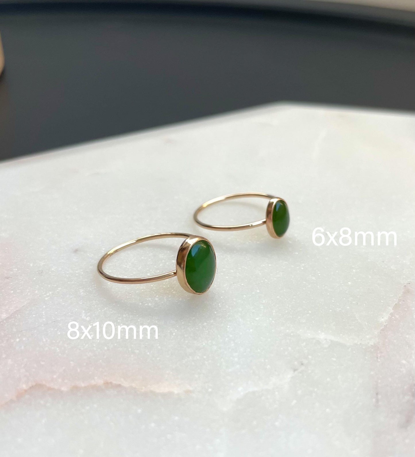 Oval Jade Ring(Small) - 14K Gold Filled, 6x8mm Oval Jade Cabochon, 1mm Gold Filled Ring