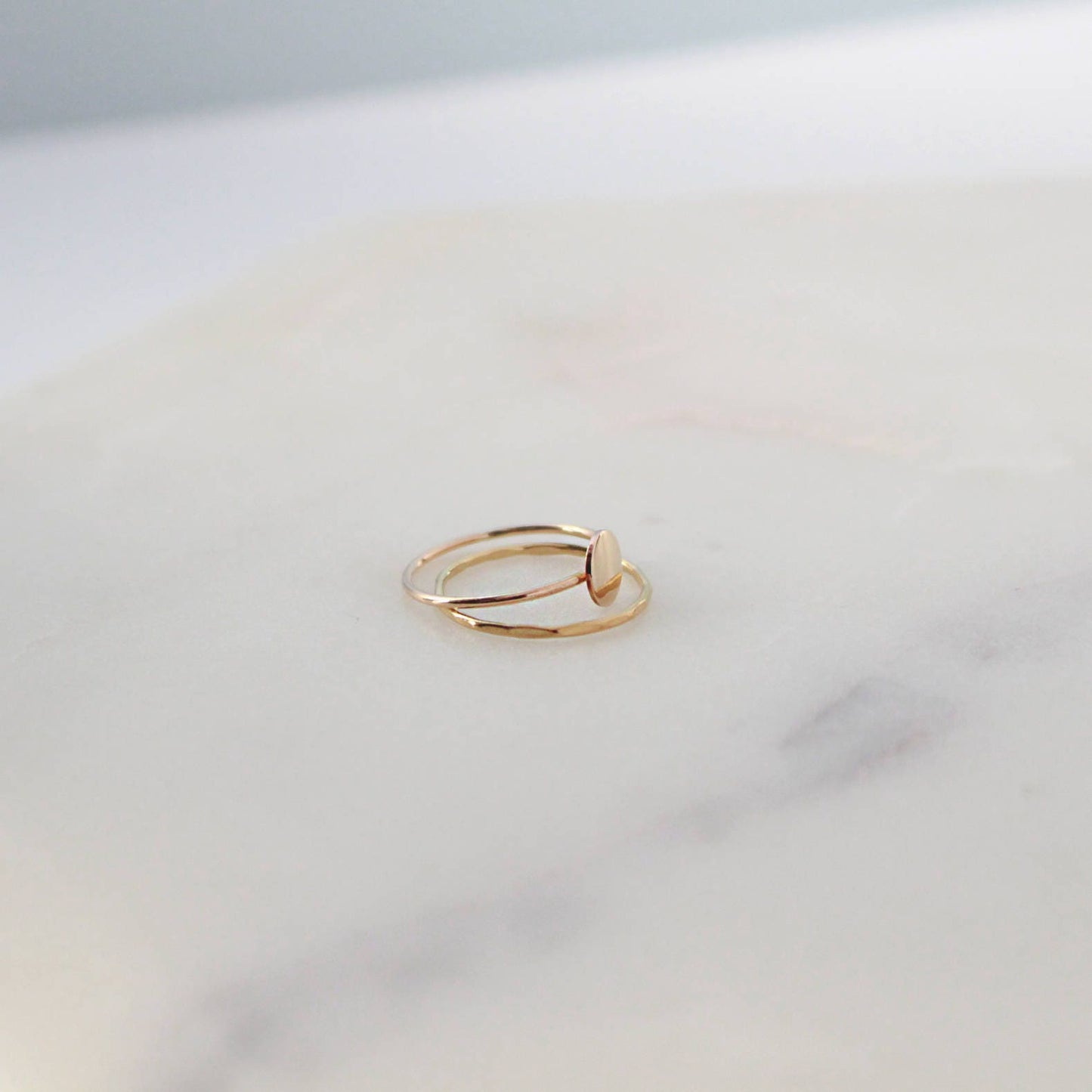 Hammered Textured 1mm Ring - 14K Gold Filled
