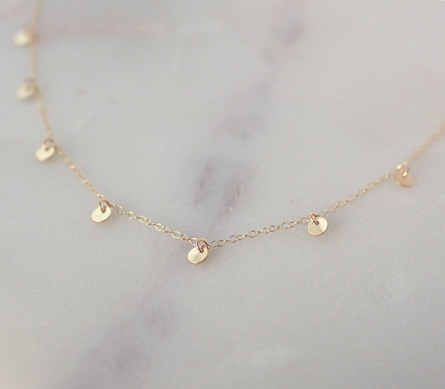Tiny Gold Disc Necklace - 14k Gold Filled, 4mm Tiny Disc