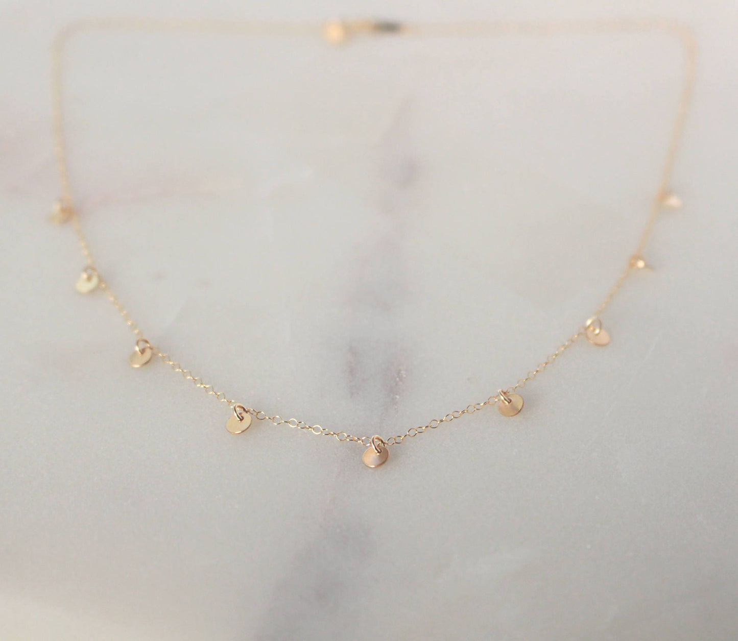 Tiny Gold Disc Necklace - 14k Gold Filled, 4mm Tiny Disc