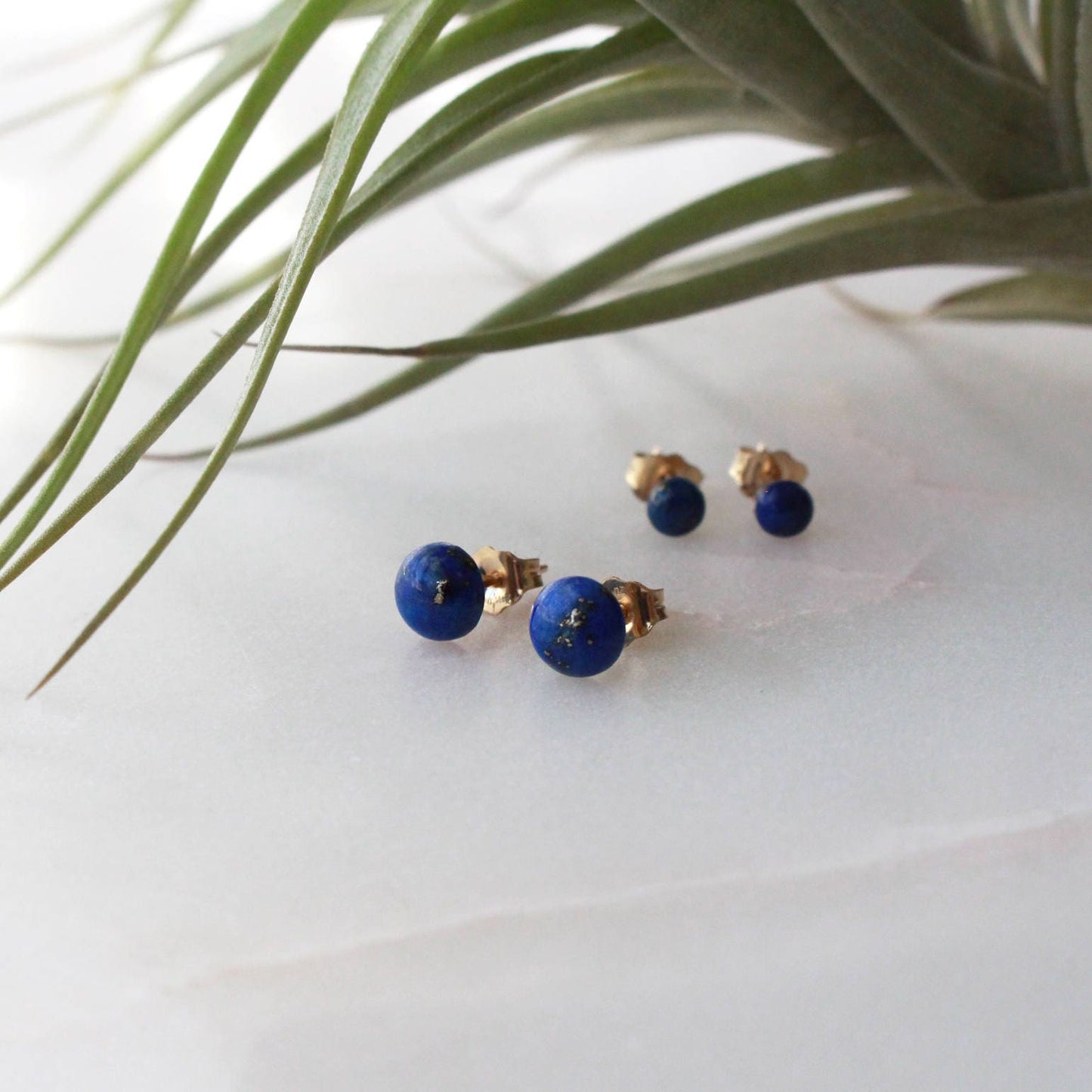 Lapis Lazuli Stud Earring - 6mm(medium), 14K Gold Filled