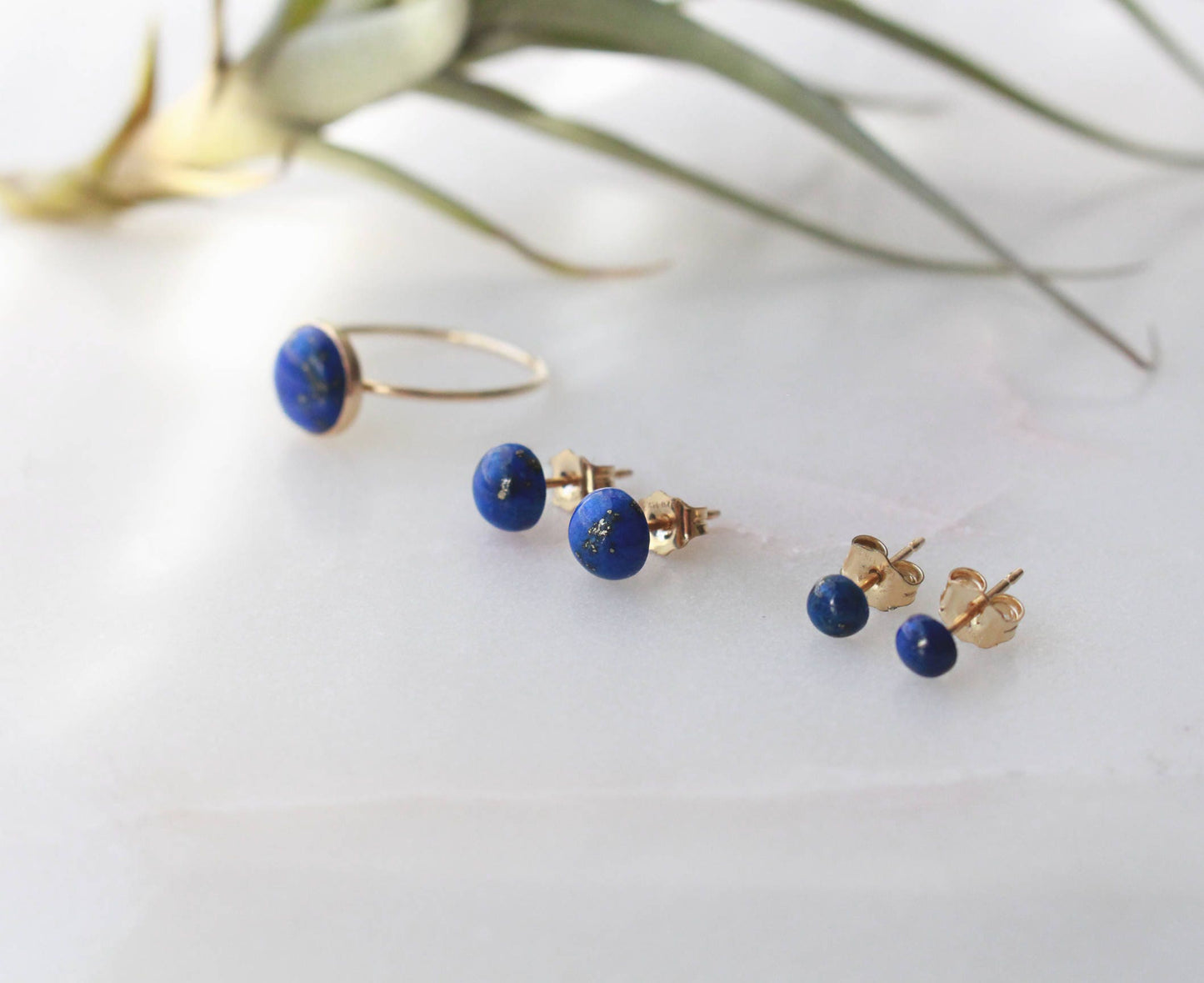 Lapis Lazuli Stud Earring - 6mm(medium), 14K Gold Filled