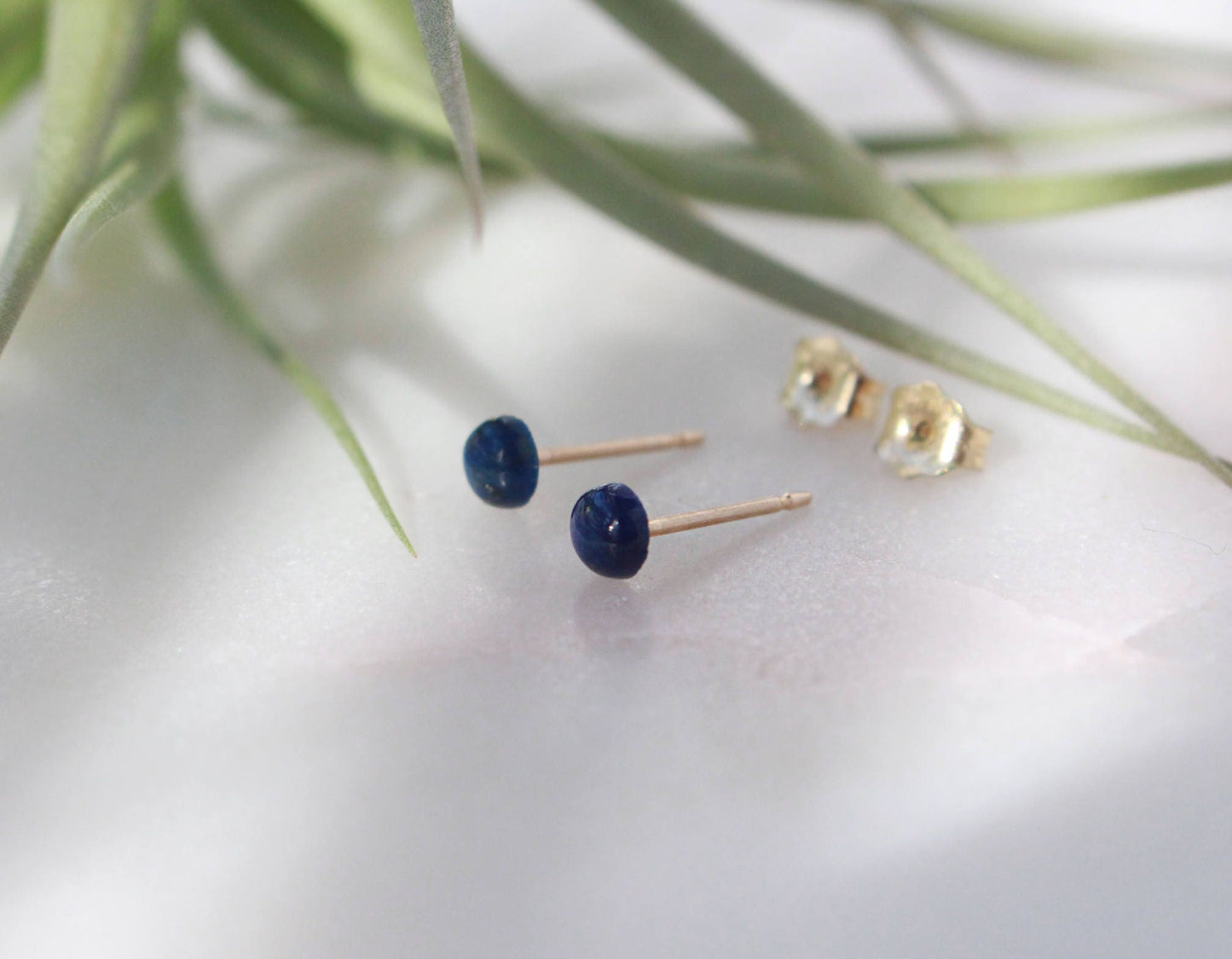Tiny Lapis Lazuli Stud Earring - 4mm(small), 14K Gold Filled