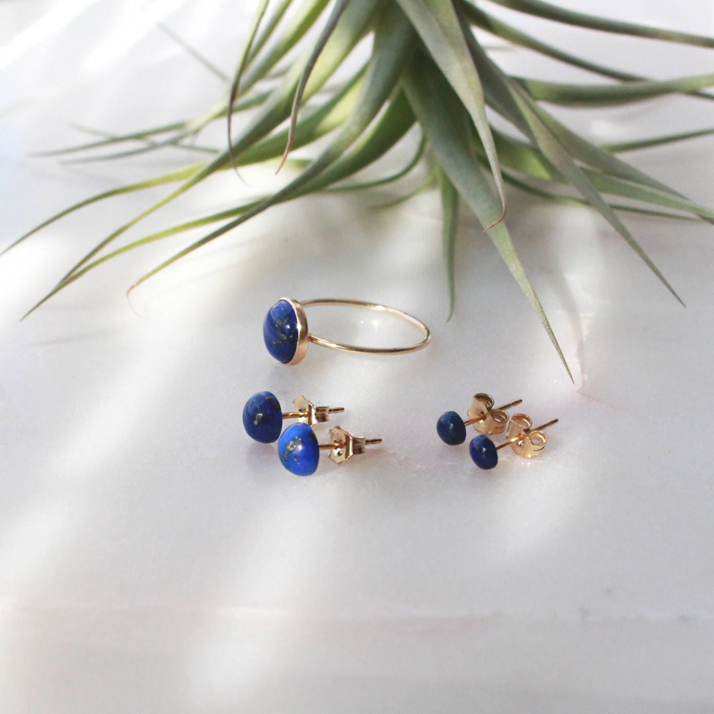 Lapis Lazuli Stud Earring - 6mm(medium), 14K Gold Filled