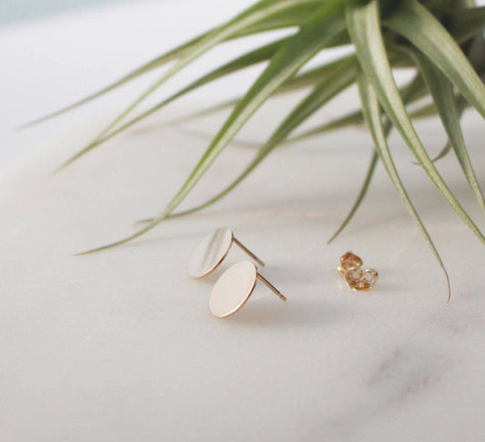 Round Disc Stud Earrings(Large) - 14K Gold Filled