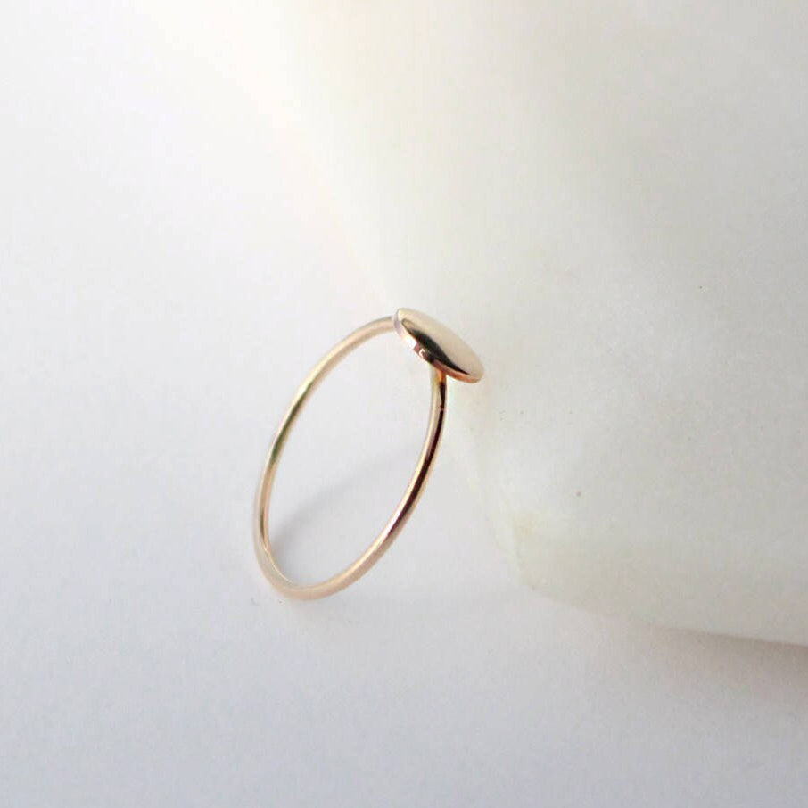 Gold Round Disc Ring - 6.2mm Disc, 1mm Ring, 14K Gold Filled