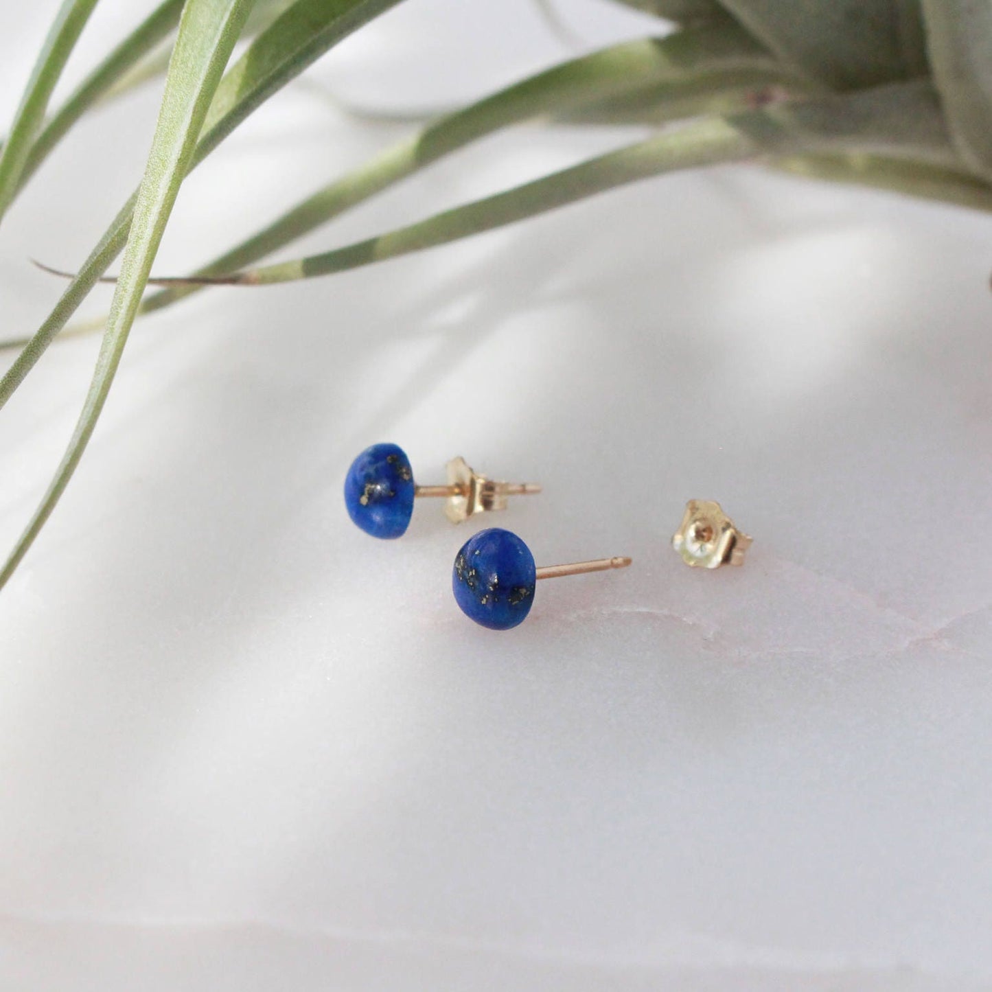 Lapis Lazuli Stud Earring - 6mm(medium), 14K Gold Filled