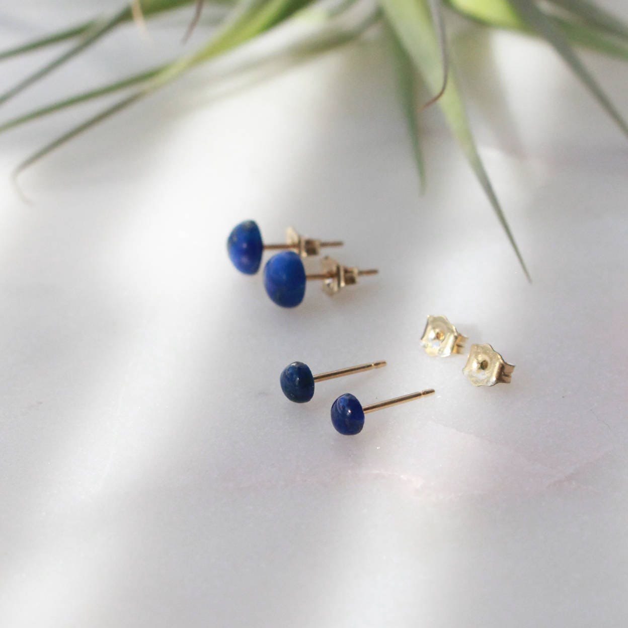Tiny Lapis Lazuli Stud Earring - 4mm(small), 14K Gold Filled