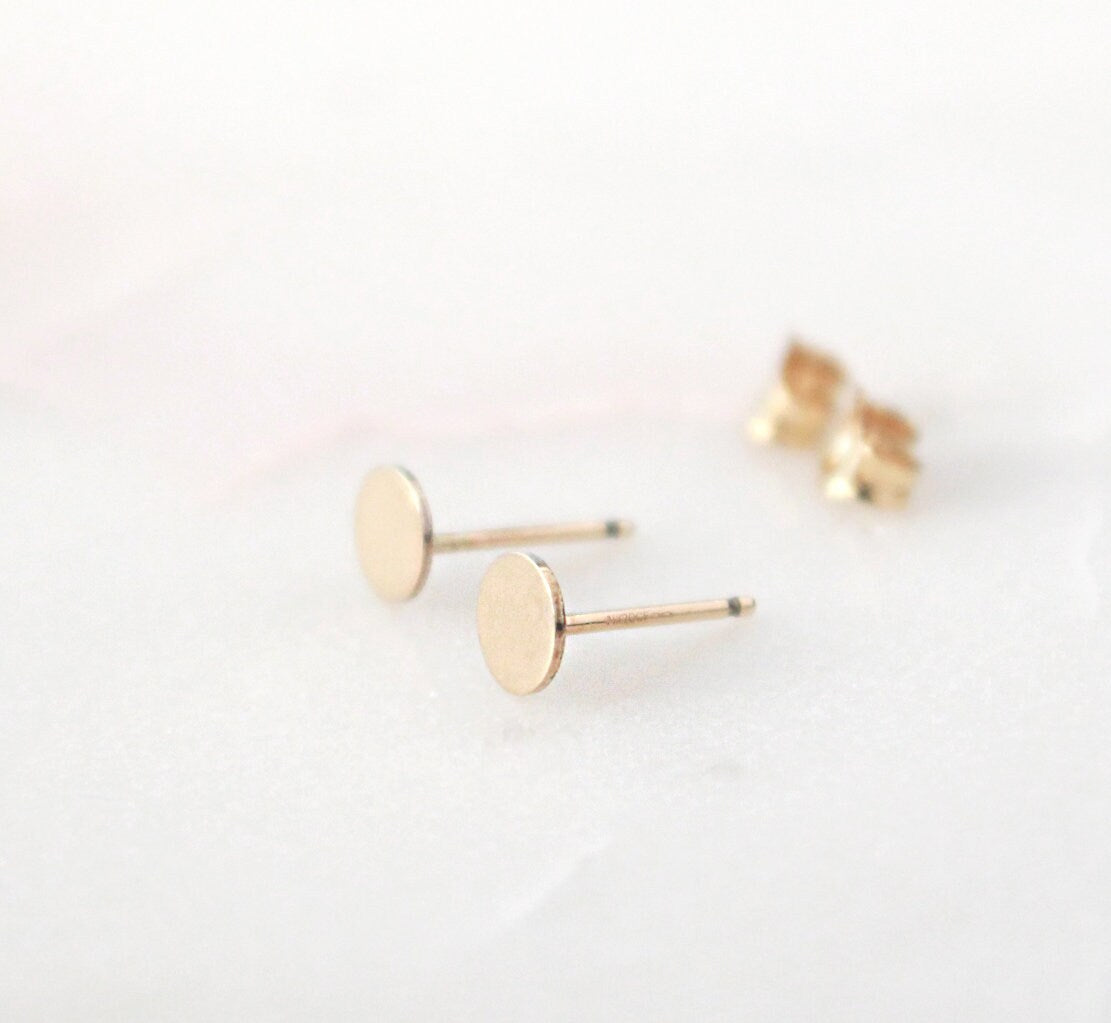 Gold Disc Stud Earrings(Small) - 14K Gold Filled, 5mm Disc