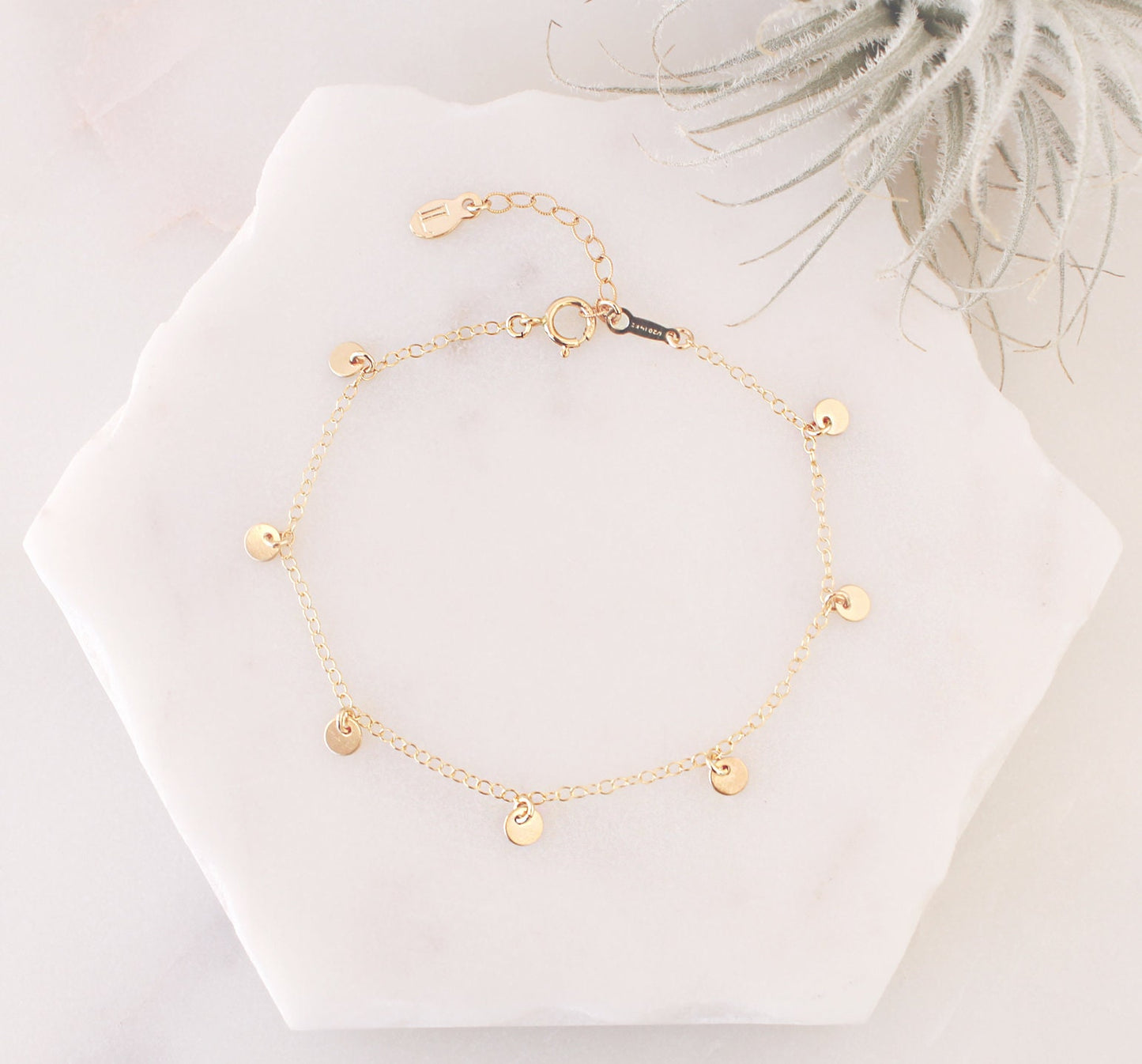 Dainty Gold Disc Bracelet - 14k Gold Filled, 4mm Disc