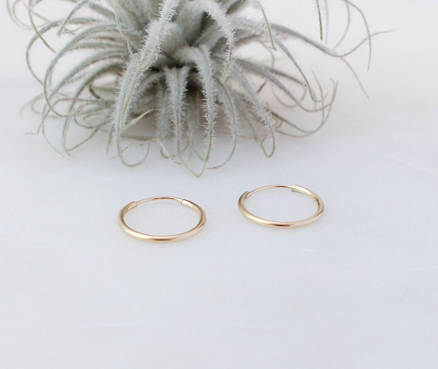 Gold Hoop Earrings - 14K Gold Filled, 14mm Diameter, 1.3mm Thick, Endless Hoop Earrings