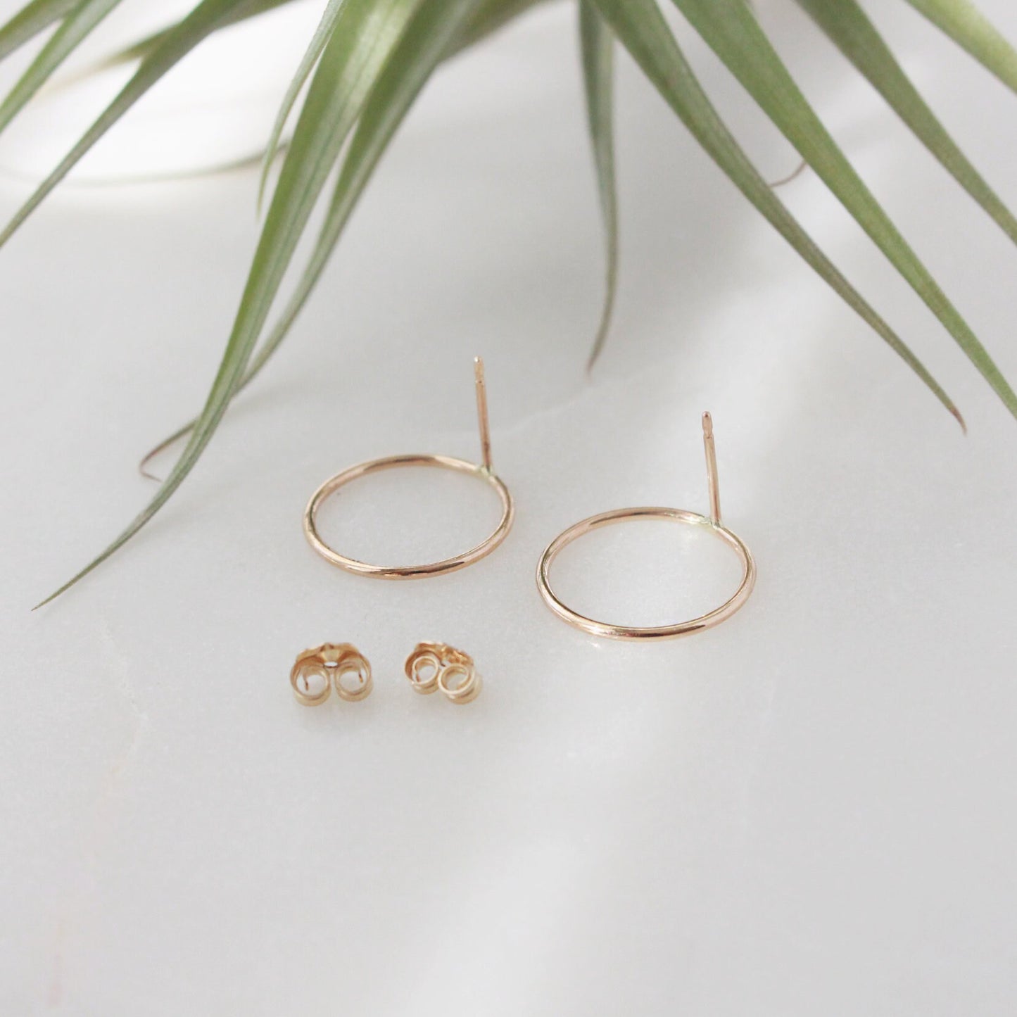 Gold Circle Stud Earrings(Medium) - 14K Gold Filled, 15mm O Ring Circle, 18ga