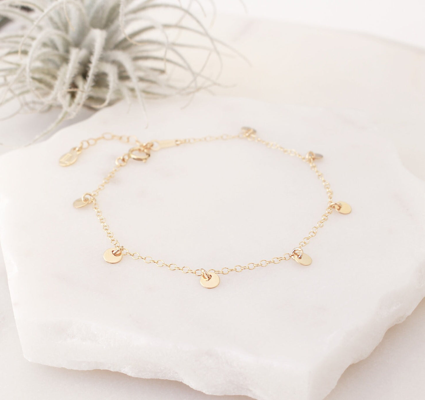 Dainty Gold Disc Bracelet - 14k Gold Filled, 4mm Disc