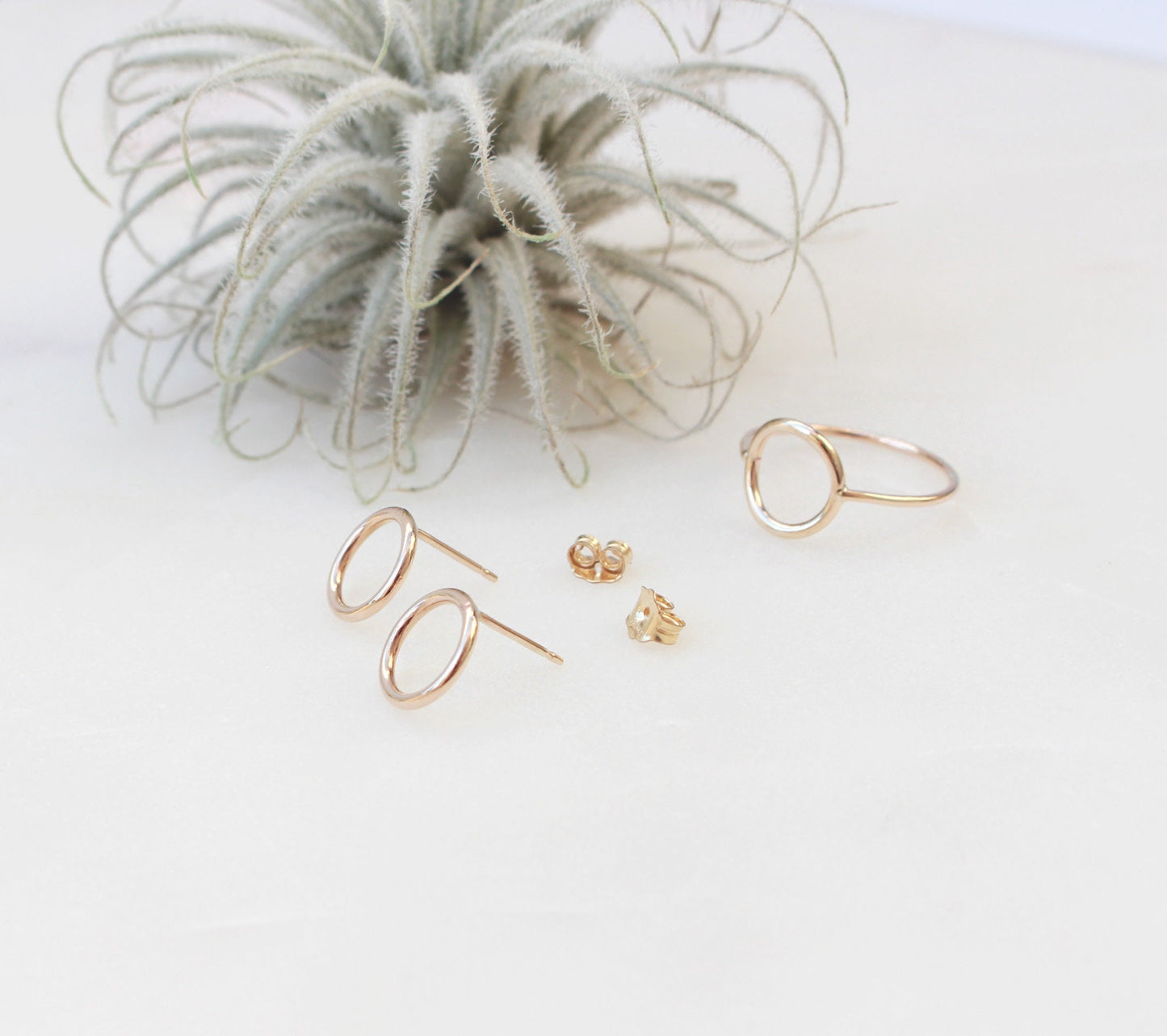 Gold Circle Stud Earrings - 14K Gold Filled, 10mm O Ring Circle