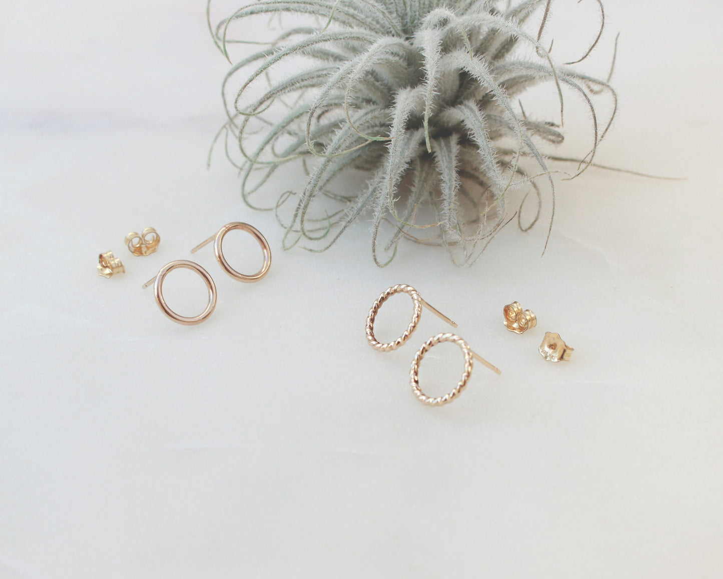 Gold Twist Circle Stud Earrings - 14K Gold Filled 10mm Twist O Ring