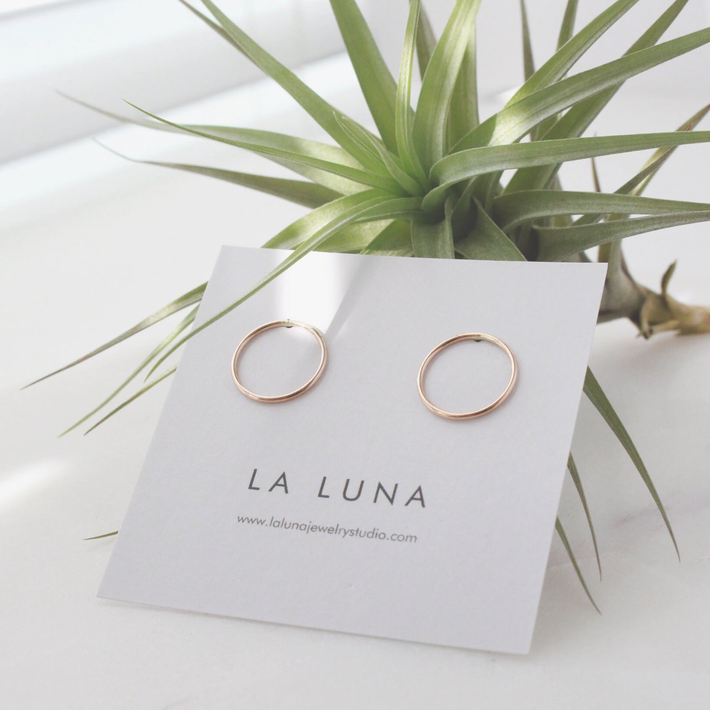 Gold Circle Stud Earrings(Medium) - 14K Gold Filled, 15mm O Ring Circle, 18ga