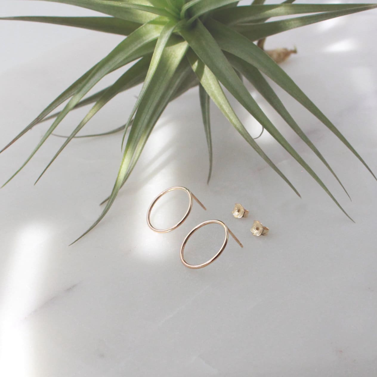 Gold Circle Stud Earrings(Medium) - 14K Gold Filled, 15mm O Ring Circle, 18ga