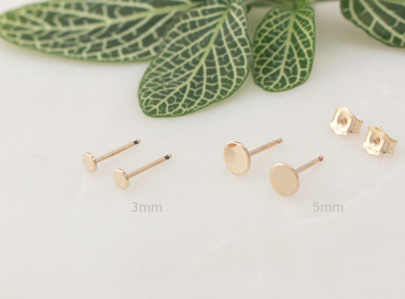 Tiny Gold Disc Stud Earrings - 14K Gold Filled, 3mm Disc(Tiny)