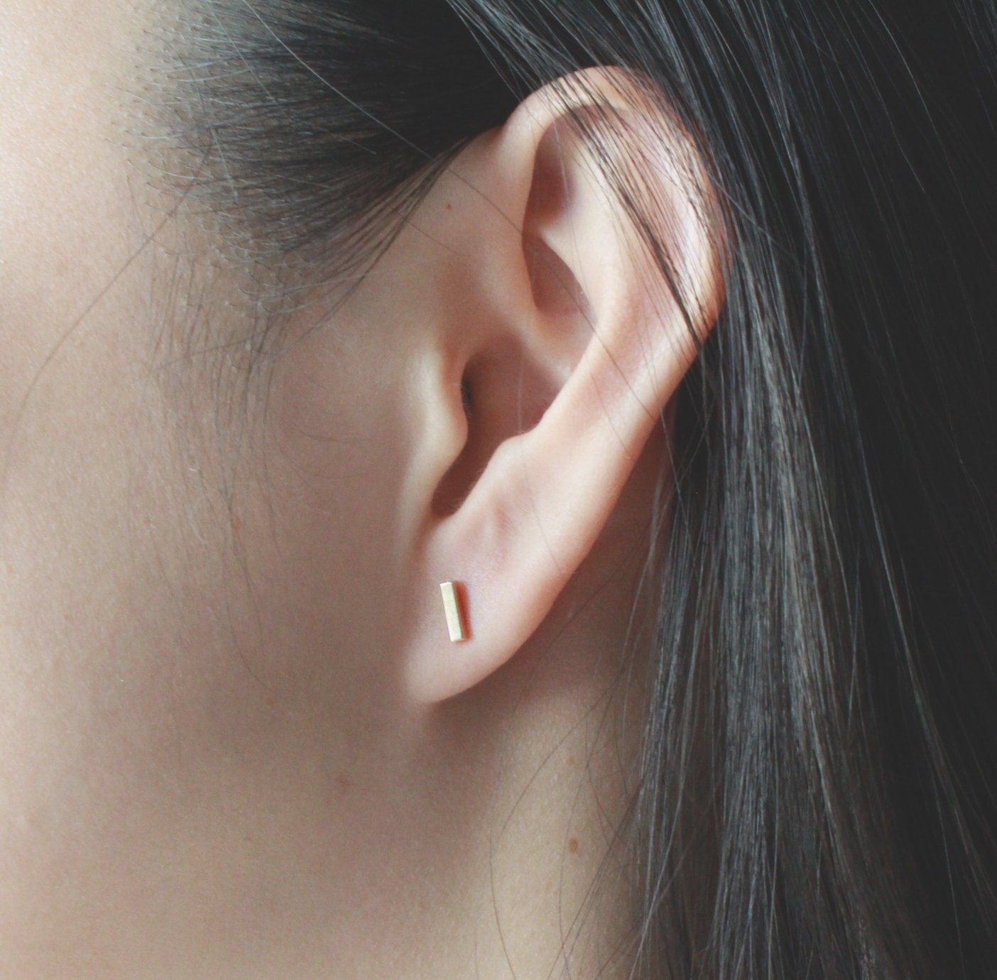 Short Bar Stud Earring(Bold), 14K Gold Filled, Short Squre Bar, 6x2mm