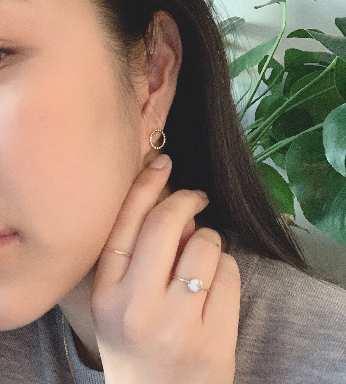 Gold Twist Circle Stud Earrings - 14K Gold Filled 10mm Twist O Ring