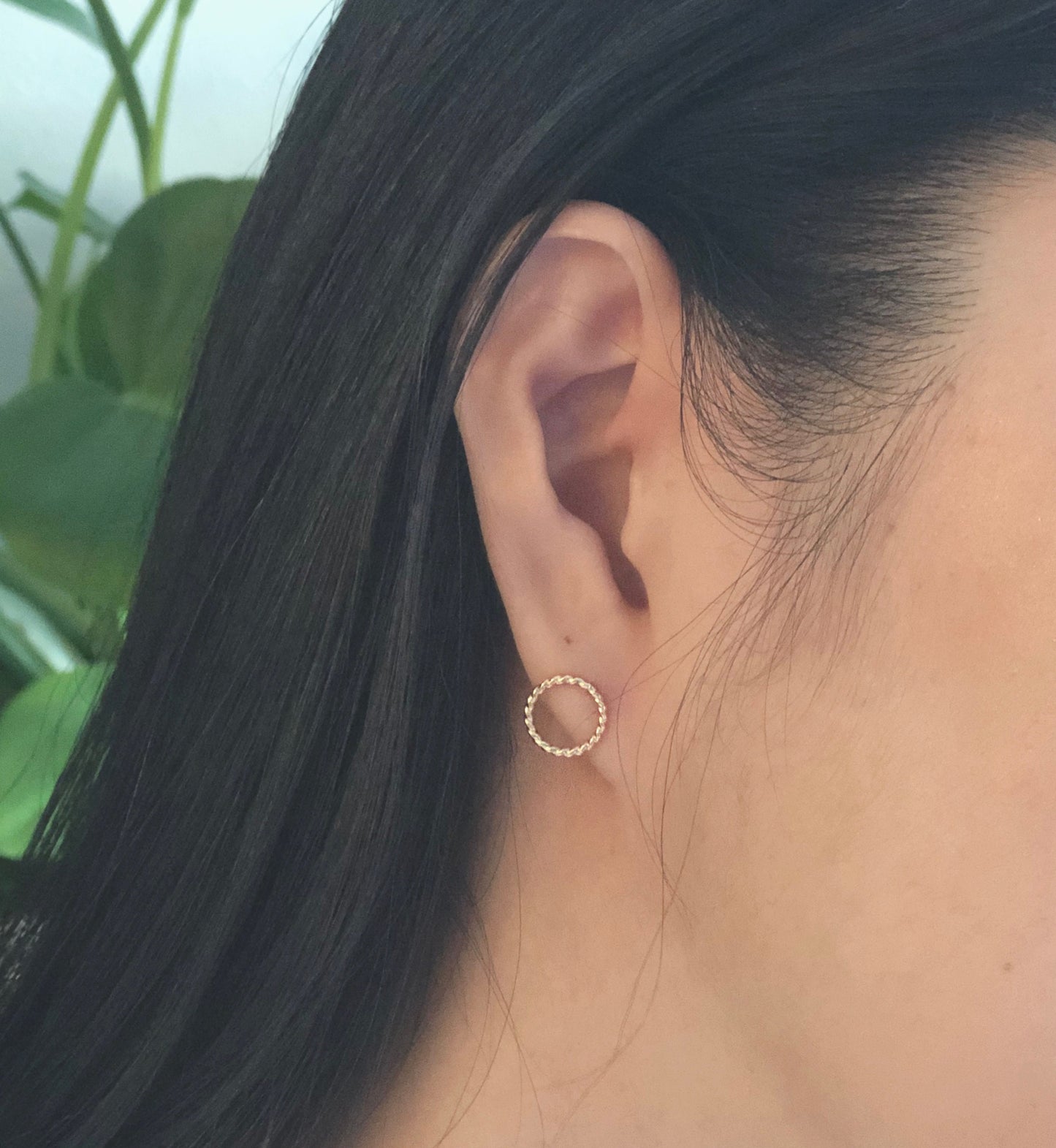 Gold Twist Circle Stud Earrings - 14K Gold Filled 10mm Twist O Ring