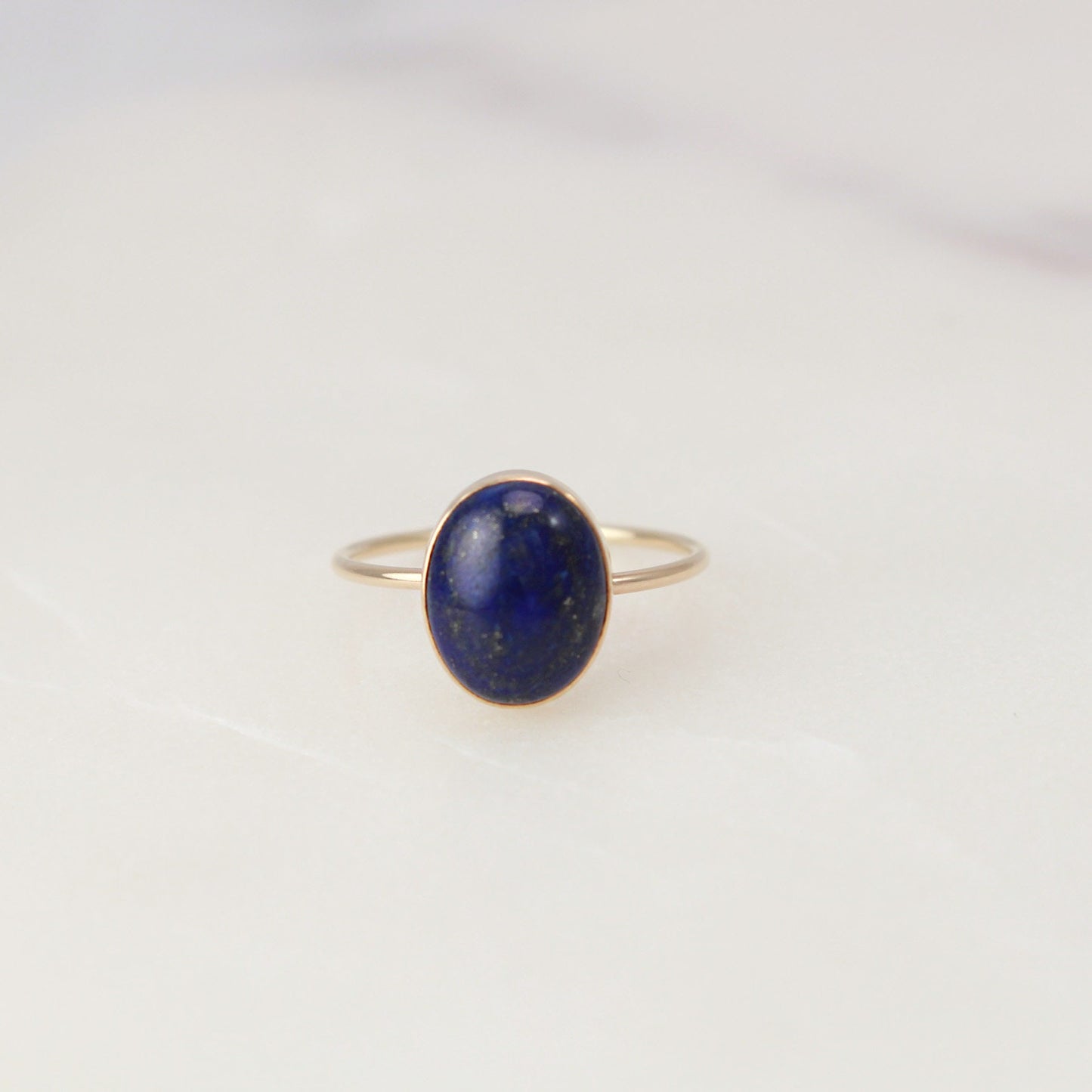 Oval Lapis Ring - 14K Gold Filled, 8x10mm Oval Lapis Lazuli, 1mm Gold Filled Ring