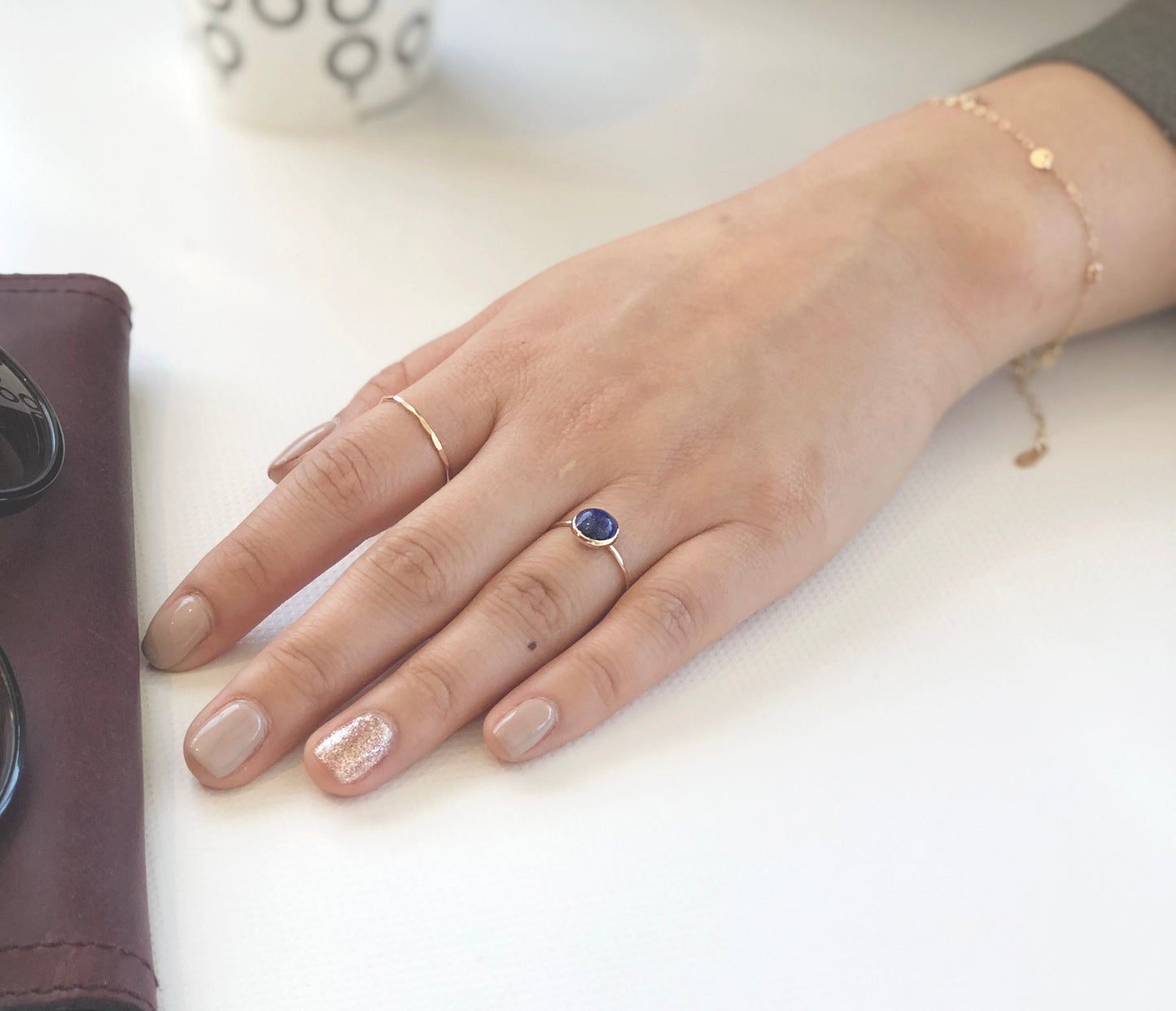 Lapis Lazuli Ring - 14K Gold Filled, 8mm Natural Lapis Lazuli, Deep Blue