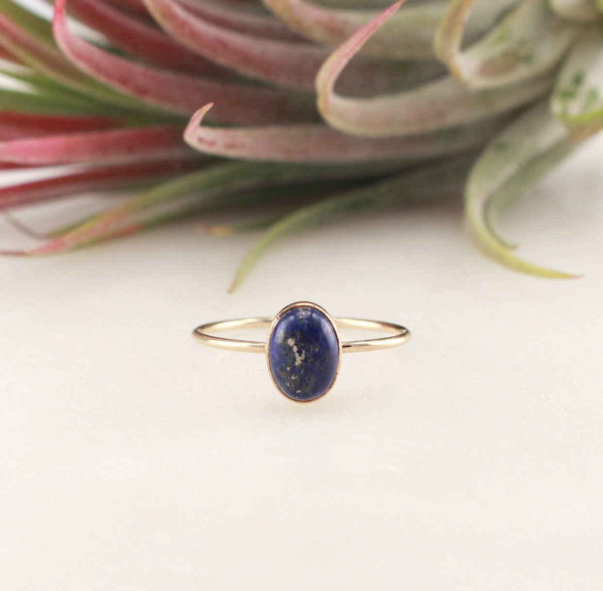 Oval Lapis Ring(Small) - 14K Gold Filled, 6x8mm Oval Lapis Lazuli Stone, 1mm Gold Filled Ring