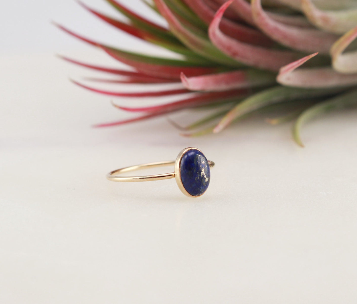 Oval Lapis Ring(Small) - 14K Gold Filled, 6x8mm Oval Lapis Lazuli Stone, 1mm Gold Filled Ring