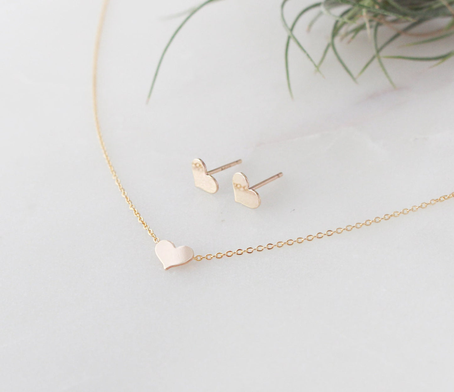 Heart Stud Earrings - 14K Gold Filled, 7x5mm Heart Disc
