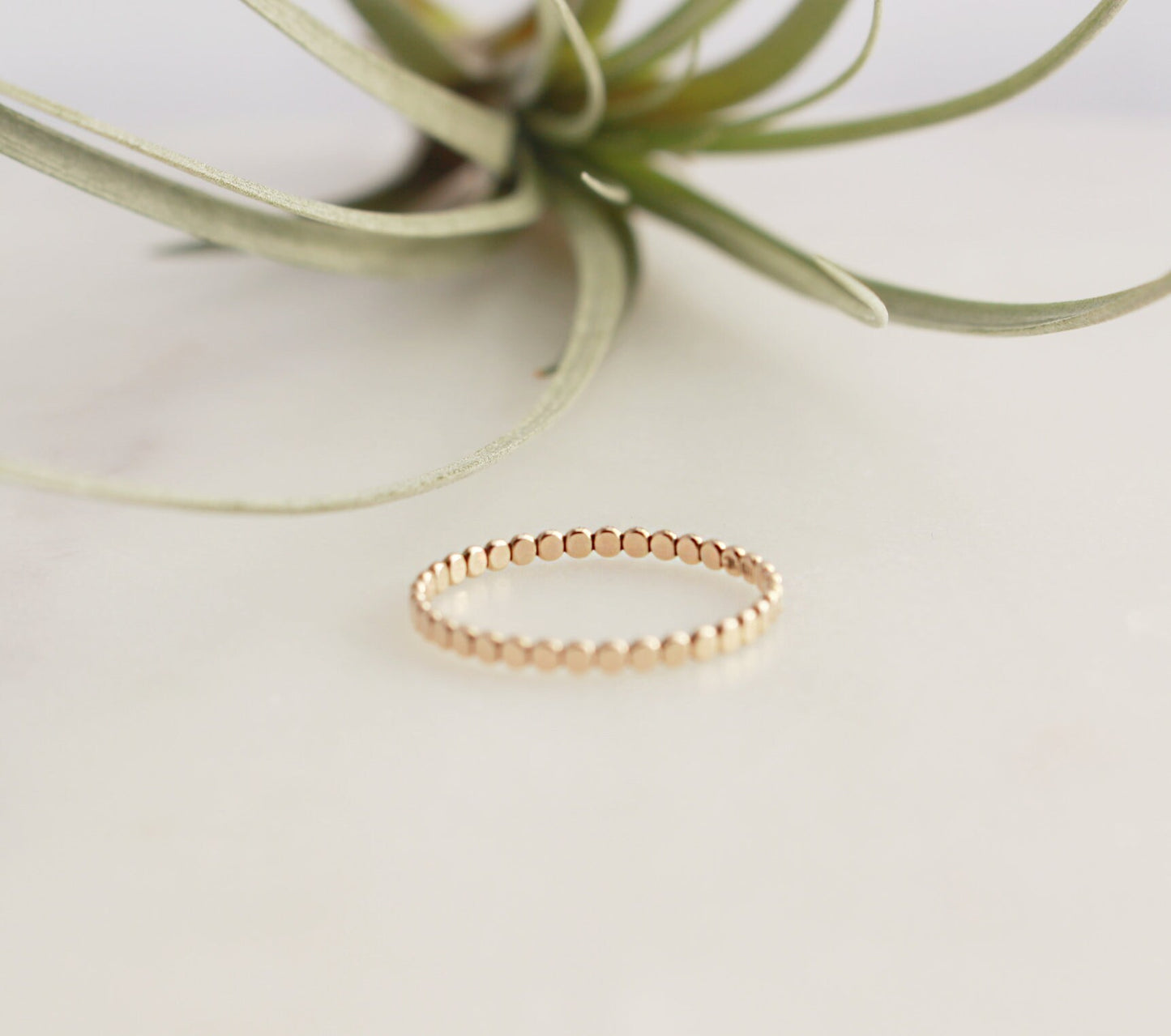 Flat Beaded Ring - 14k Gold Filled. Thickness 1.9mm For Stacking, Layering, Tiny flat beaded Gold Filled Ring