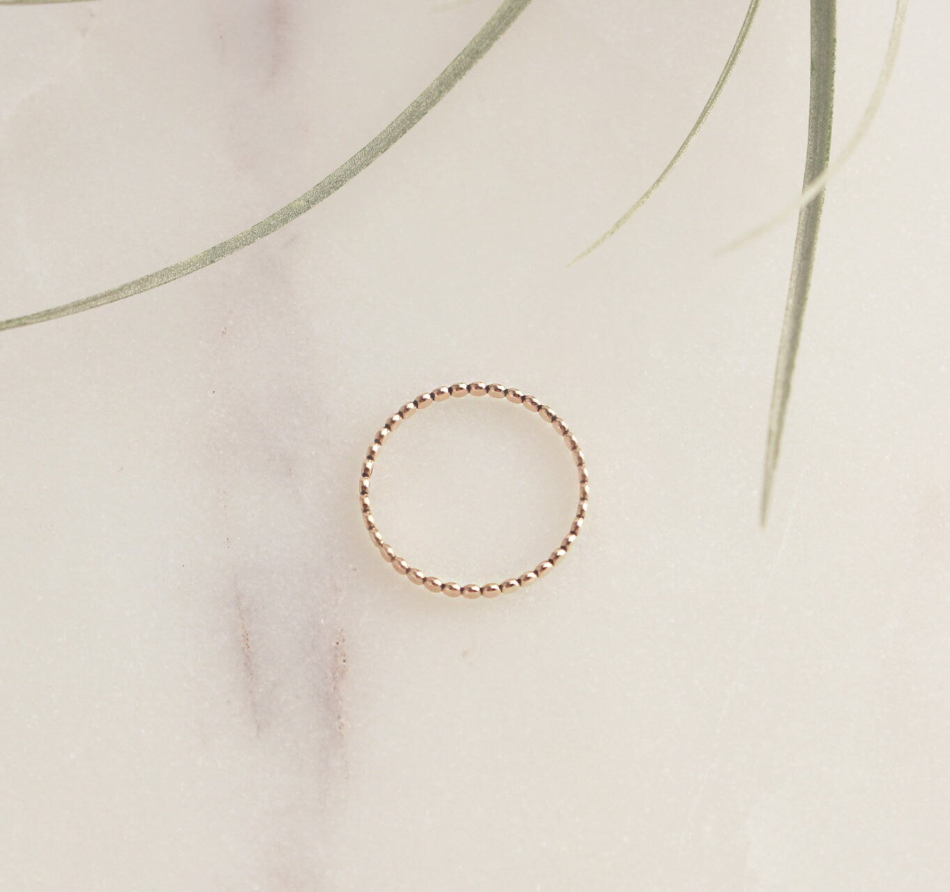 Flat Beaded Ring - 14k Gold Filled. Thickness 1.9mm For Stacking, Layering, Tiny flat beaded Gold Filled Ring