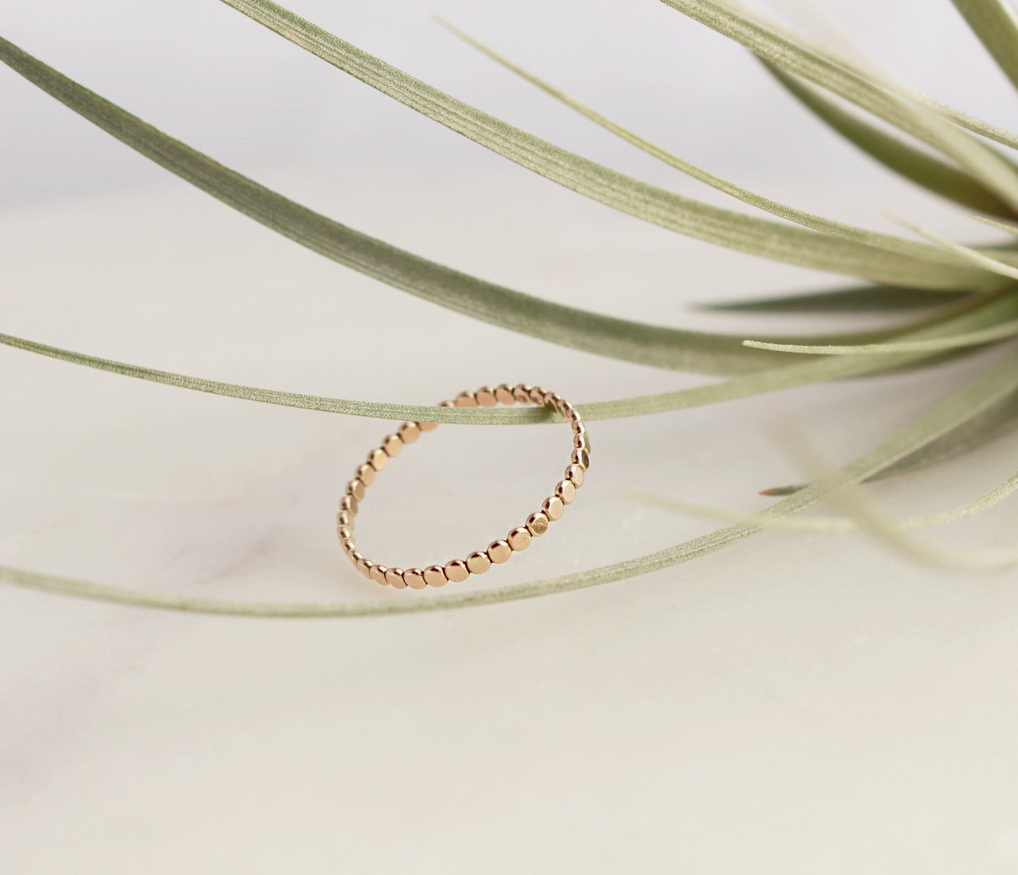 Flat Beaded Ring - 14k Gold Filled. Thickness 1.9mm For Stacking, Layering, Tiny flat beaded Gold Filled Ring