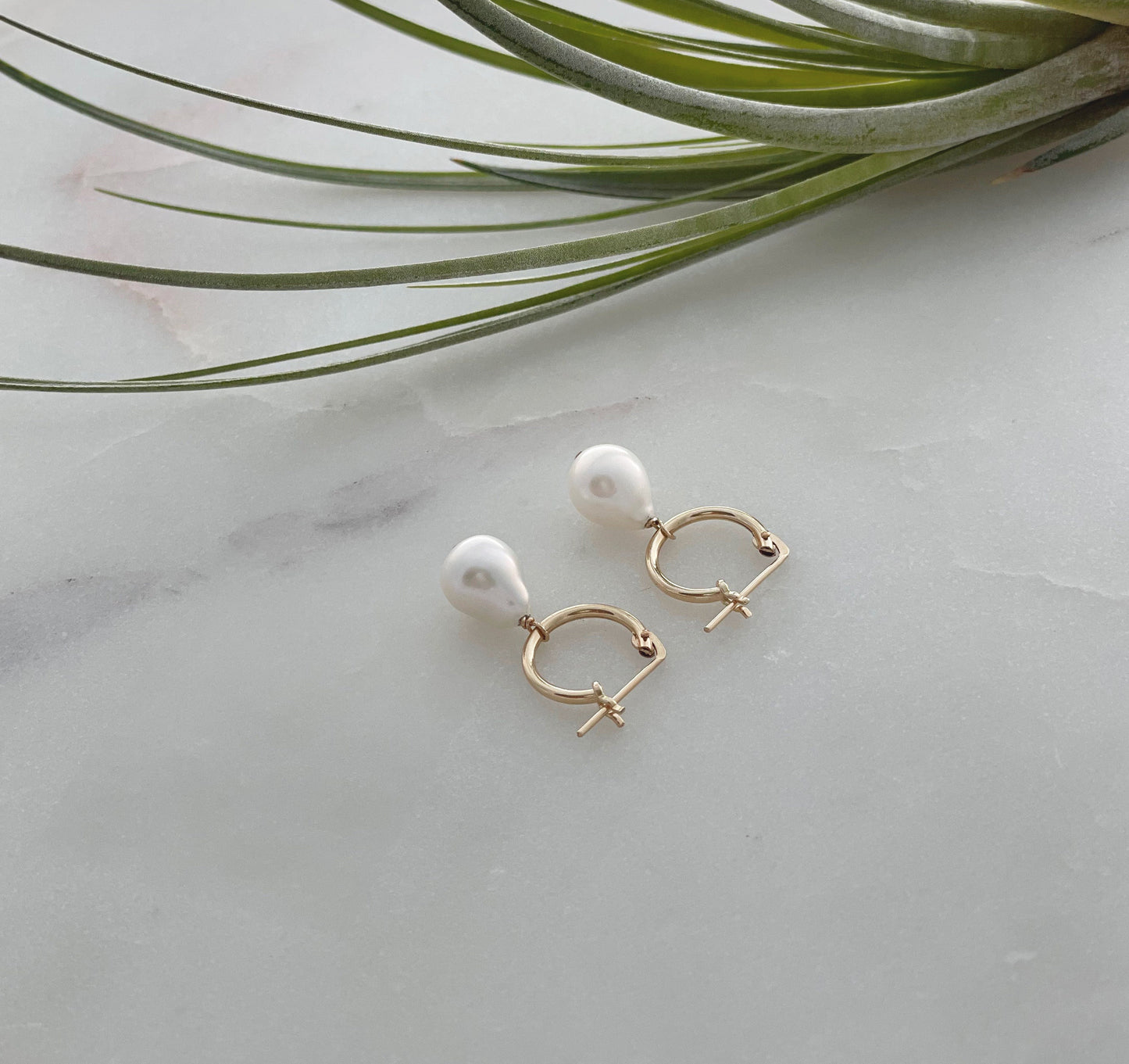 Pearl Hoop Earring - Freshwater Mini Baroque Tear Drop Pearl with 14k Gold Filled Hoop (1.2mm thickness)