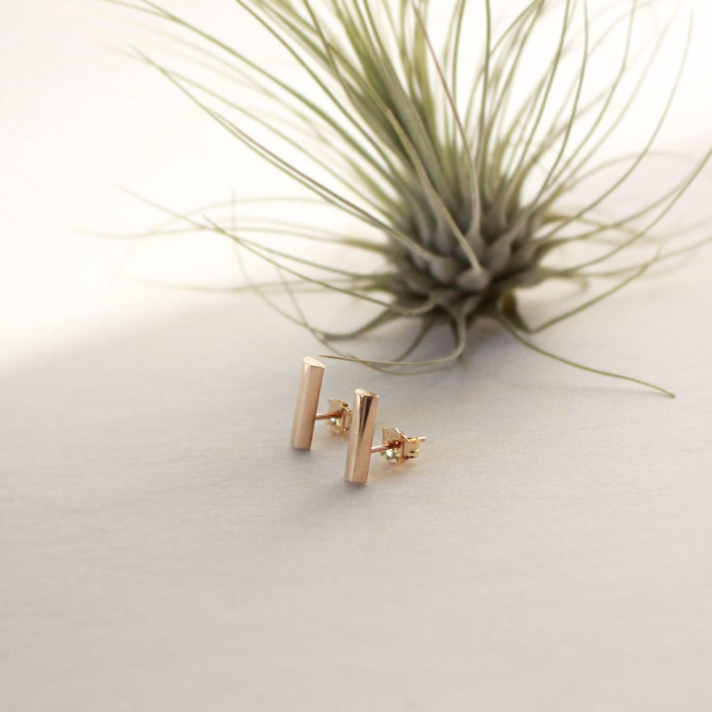Gold Bar Stud Earring,  14K Gold Filled, Half Round Bar, 10x3mm(Medium)