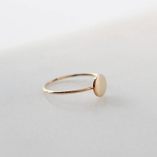Gold Round Disc Ring - 6.2mm Disc, 1mm Ring, 14K Gold Filled