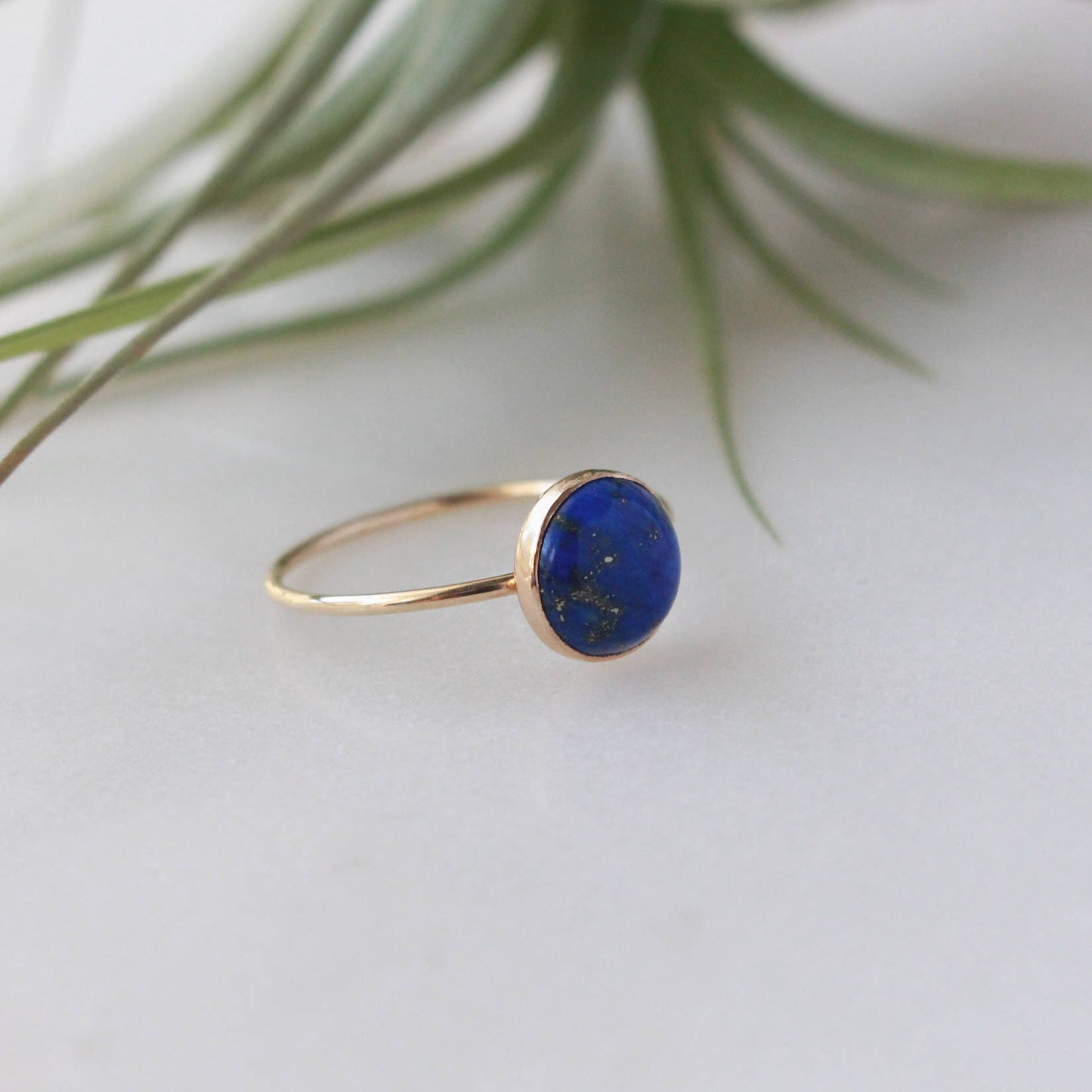 Lapis Lazuli Ring - 14K Gold Filled, 8mm Natural Lapis Lazuli, Deep Blue
