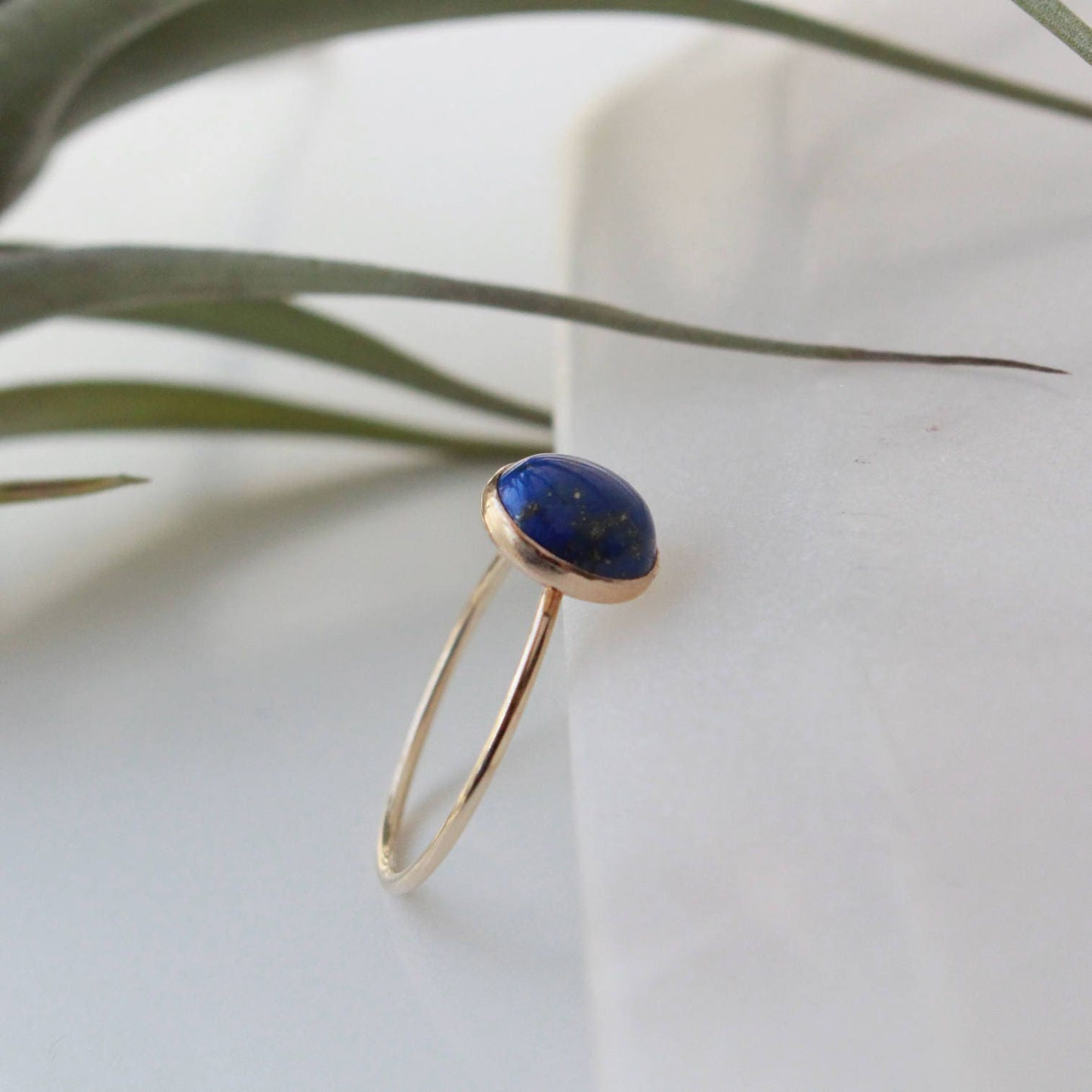 Lapis Lazuli Ring - 14K Gold Filled, 8mm Natural Lapis Lazuli, Deep Blue