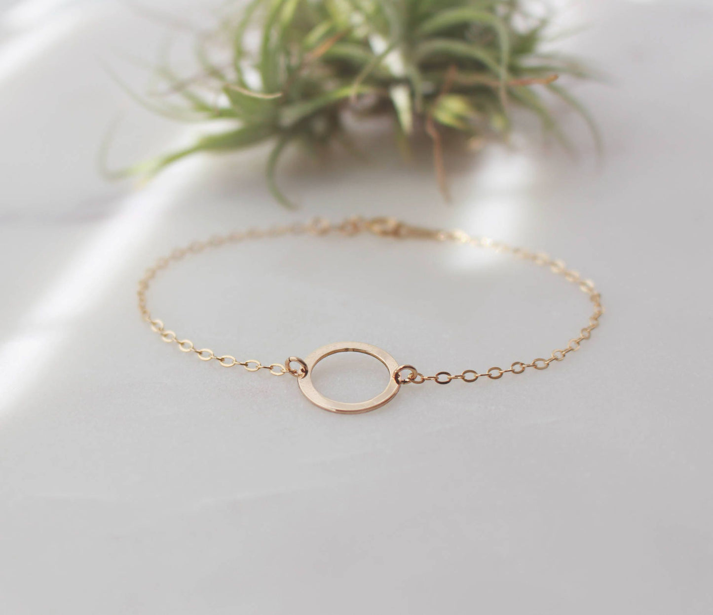 Gold Circle Link Bracelet - 14k Gold Filled, 13mm Circle(small)