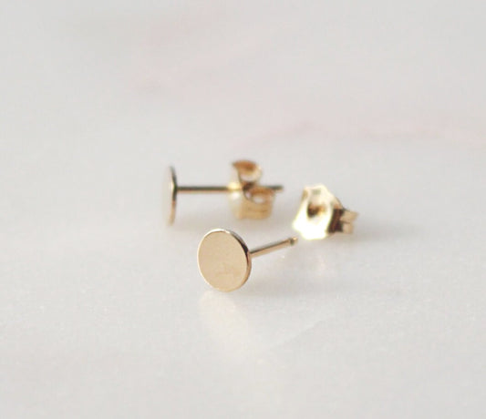 Gold Disc Stud Earrings(Small) - 14K Gold Filled, 5mm Disc