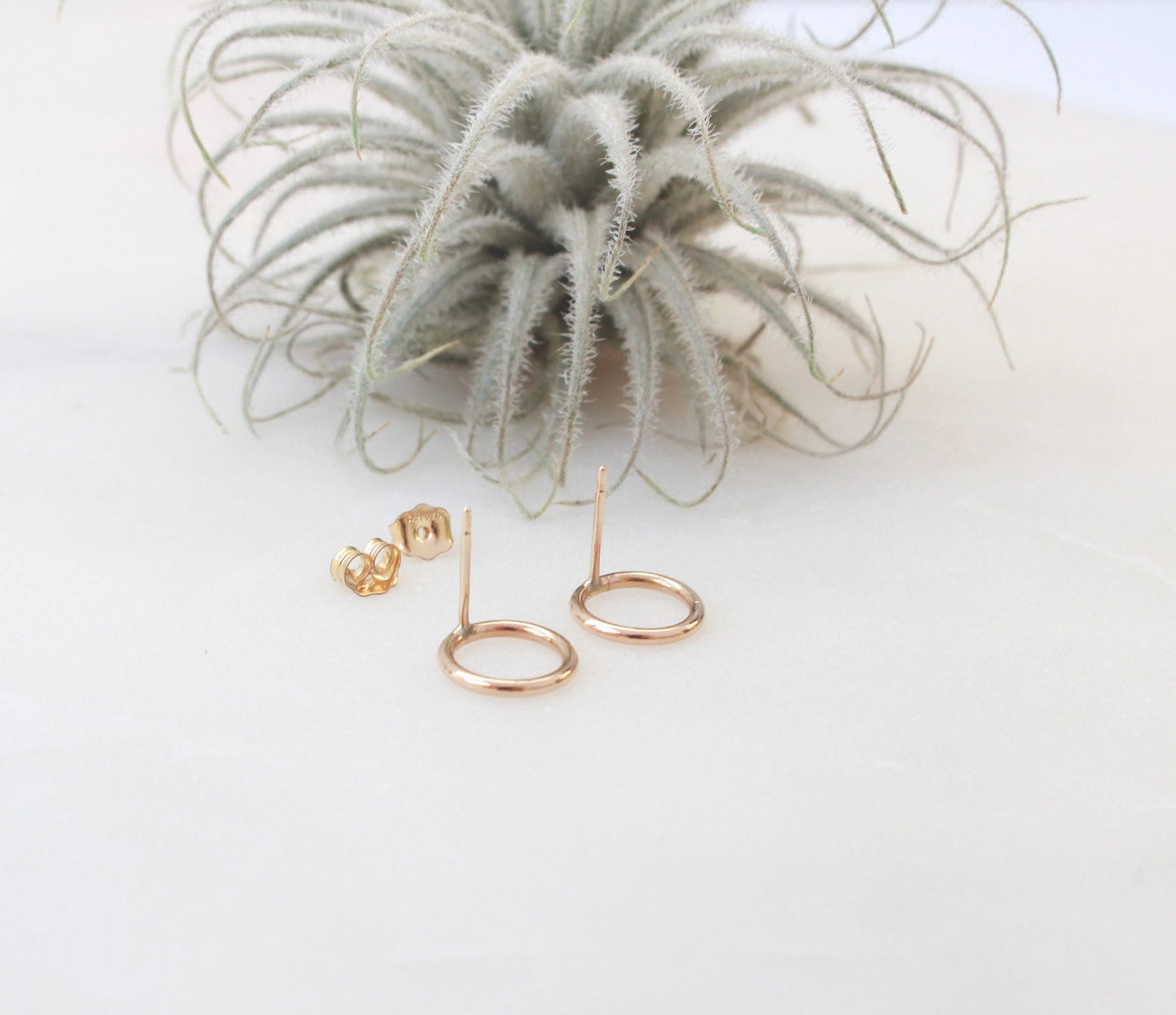 Gold Circle Stud Earrings - 14K Gold Filled, 10mm O Ring Circle