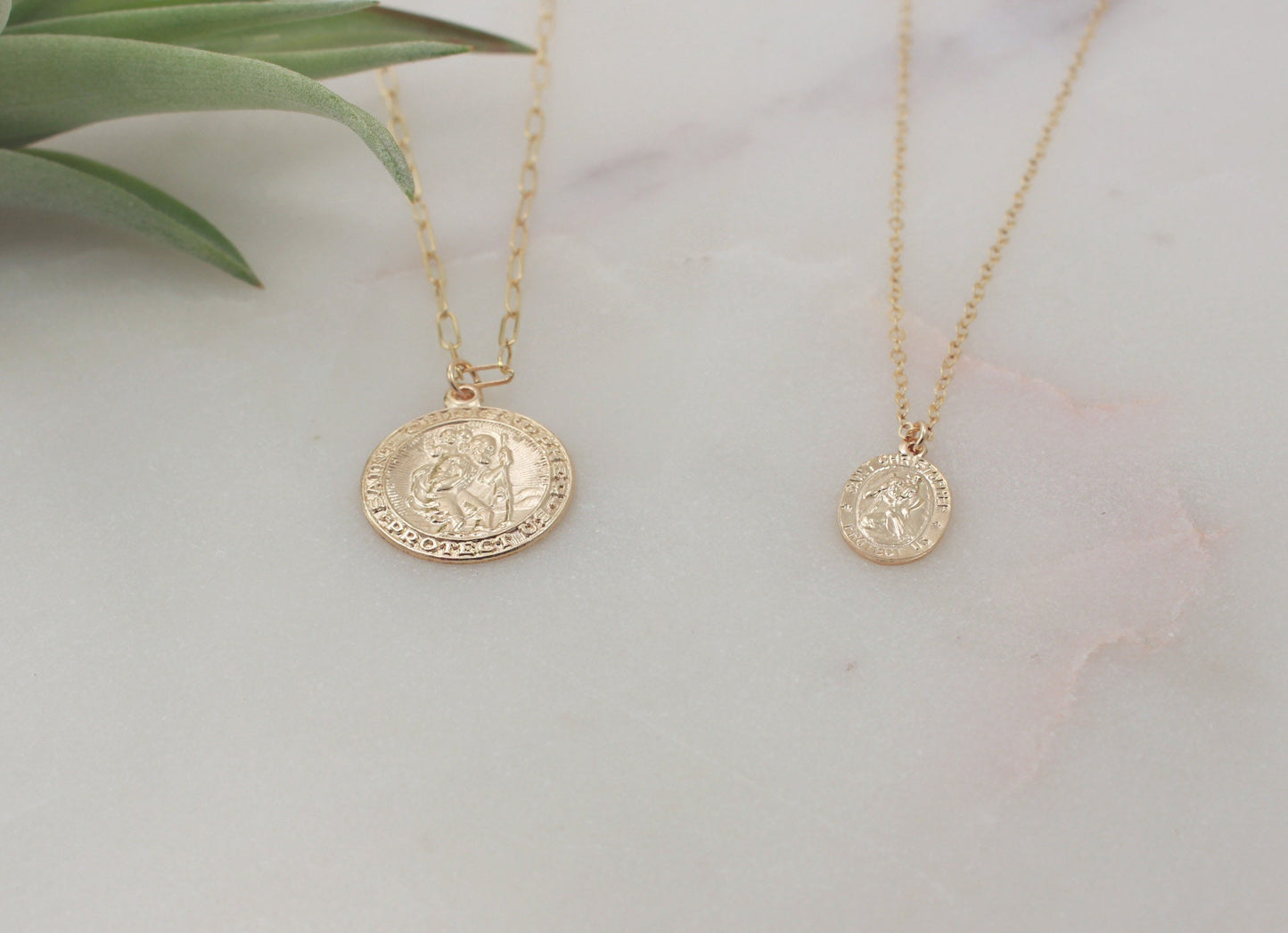 Gold Filled Medallion Necklace, St Christopher Charm, Oval(small) - 14k Gold Filled Charm and Chain, Charm Size 9x12mm