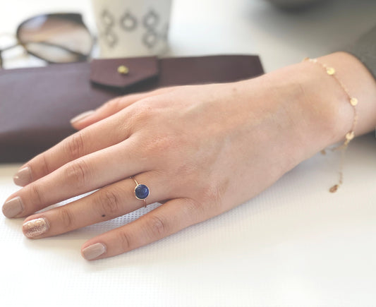 Lapis Lazuli Ring - 14K Gold Filled, 8mm Natural Lapis Lazuli, Deep Blue